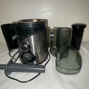 Stainless Steel Juicer with Black and Gray Accents